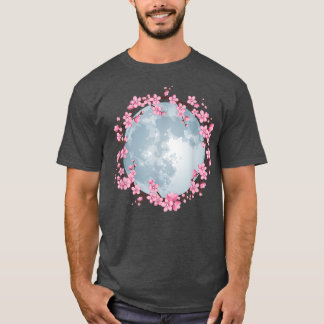 Cherry Blossom Wreath Full Moon Sakura Japanese Ar T-Shirt