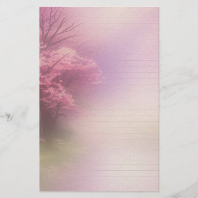 Cherry Blossom Writing Paper Scrapbook Ephemera (Front)