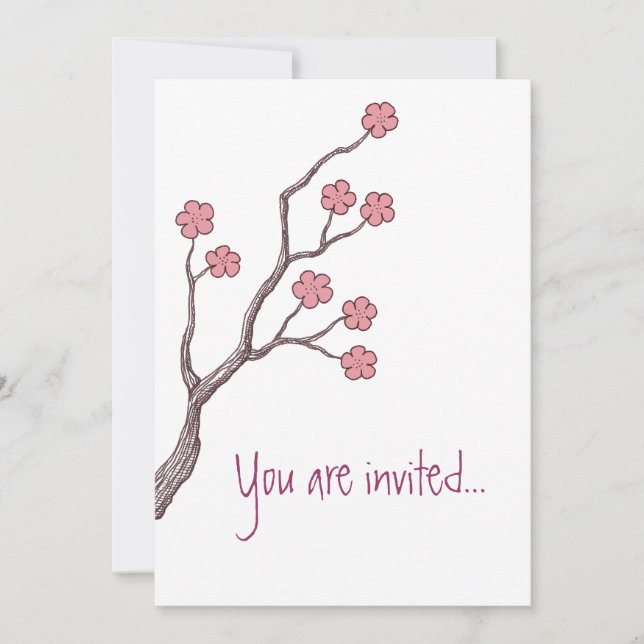 Cherry Blossom, You are invited.. Invitation pink (Front)