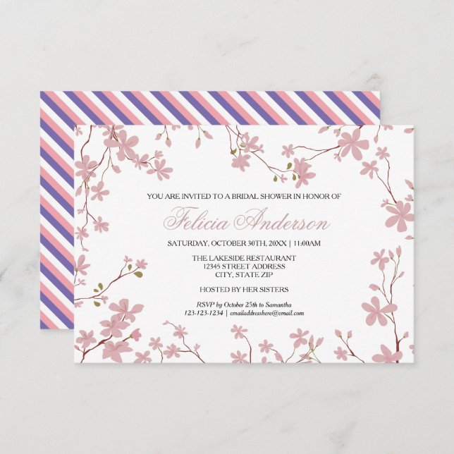 Cherry Blossoms - 3x5 Bridal Shower Invitation (Front/Back)