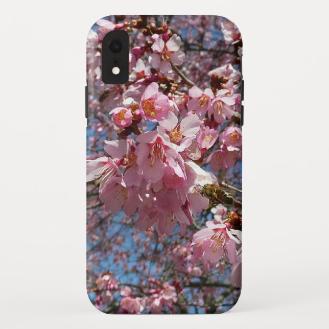 Cherry Blossoms and Bee Pink Spring Flowers Case-Mate iPhone Case (Back)
