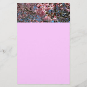 Cherry Blossoms and Bee Pink Spring Flowers Stationery