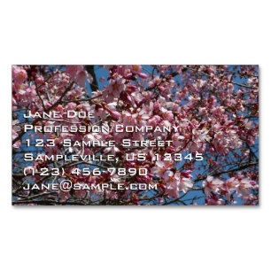 Cherry Blossoms and Blue Sky Spring Floral Magnetic Business Card