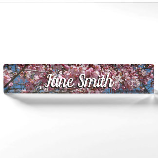 Cherry Blossoms and Blue Sky Spring Floral Nameplate