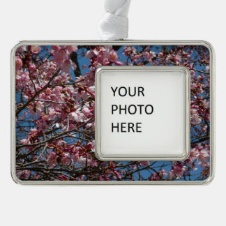 Cherry Blossoms and Blue Sky Spring Floral Silver Plated Framed Ornament