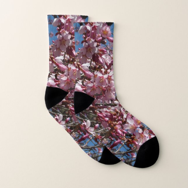 Cherry Blossoms and Blue Sky Spring Floral Socks (Pair)
