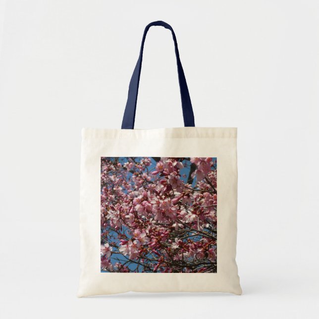 Cherry Blossoms and Blue Sky Spring Floral Tote Bag (Front)