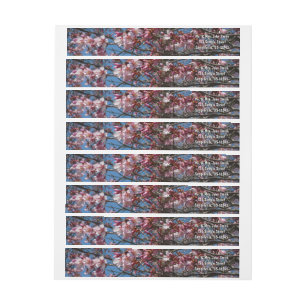 Cherry Blossoms and Blue Sky Spring Floral Wrap Around Label