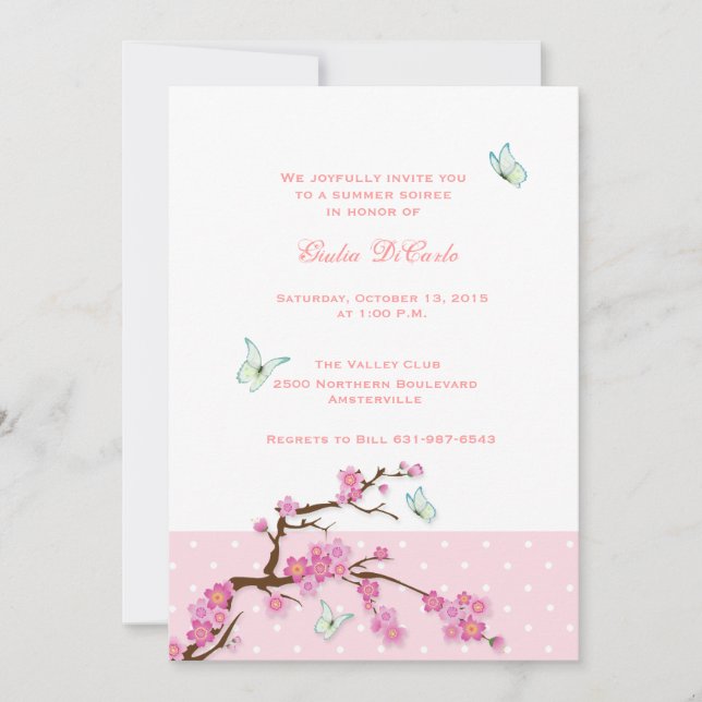 Cherry Blossoms and Butterflies Invitation (Front)