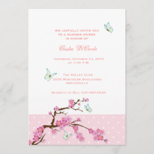 Cherry Blossoms and Butterflies Invitation