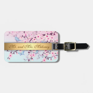 Cherry Blossoms and Butterflies Luggage Tag
