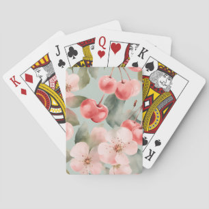 Cherry Blossoms and cherries Spring Art Playing Cards