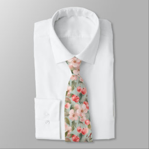 Cherry Blossoms and cherries Spring Art Tie
