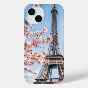 Cherry Blossoms and Eiffel Towel iPhone 15 Case
