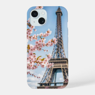 Cherry Blossoms and Eiffel Towel iPhone 15 Case