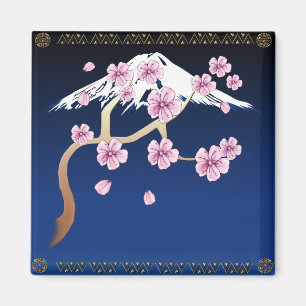 Cherry Blossoms and Mt Fuji Magnet