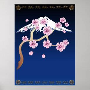 Cherry Blossoms and Mt. Fuji Poster