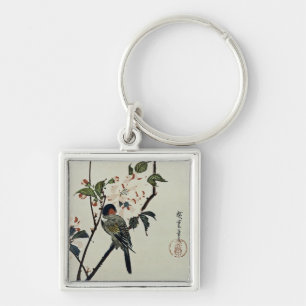 Cherry Blossoms and Small Bird Key Ring
