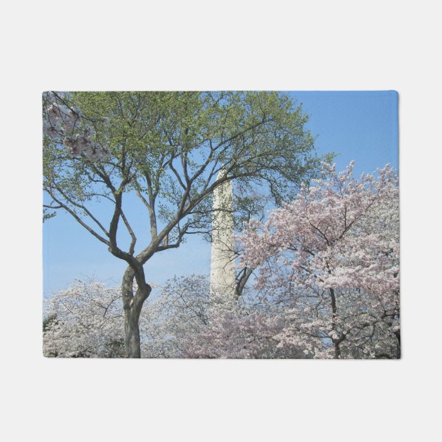 Cherry Blossoms and the Washington Monument in DC Doormat (Front)