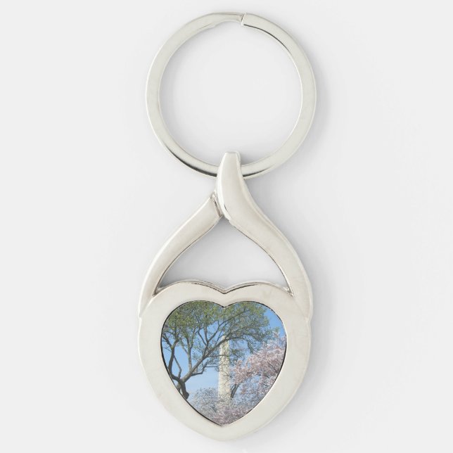Cherry Blossoms and the Washington Monument in DC Key Ring (Front)