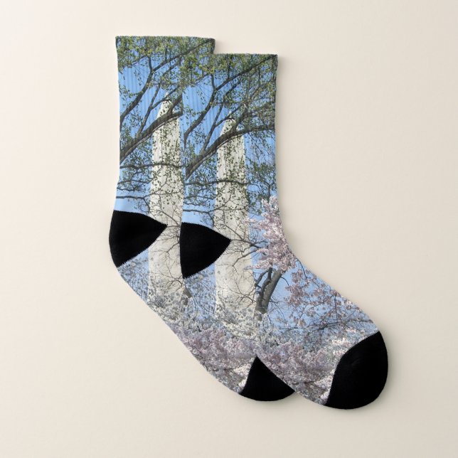 Cherry Blossoms and the Washington Monument in DC Socks (Pair)