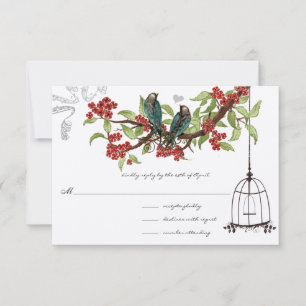 Cherry Blossoms Aqua Birds and Birdcage RSVP