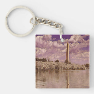 Cherry Blossoms at the Washington Monument Key Ring