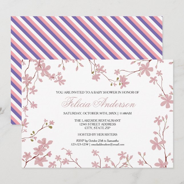 Cherry Blossoms - Baby Shower Invitation (Front/Back)