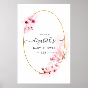 Cherry Blossoms Baby Shower Welcome Poster