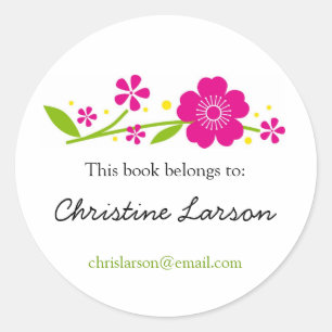 Cherry Blossoms Bookplate Classic Round Sticker