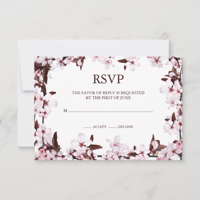 Cherry Blossoms Border RSVP Response Cards (Front)