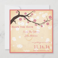 Cherry Blossoms Branch Save the Date