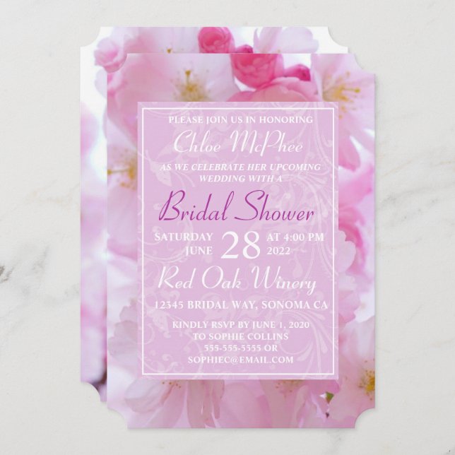 Cherry Blossoms Bridal Shower Invitation (Front/Back)