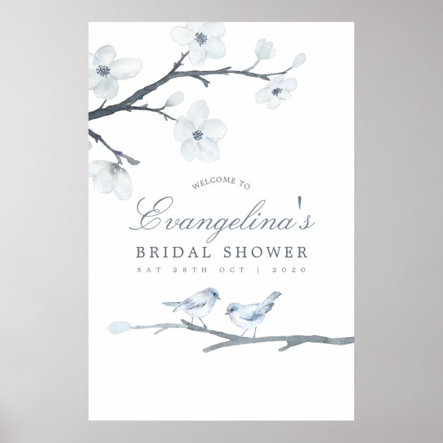 Cherry Blossoms Bridal Shower Welcome Poster (Front)