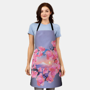 Cherry Blossoms by Mount Fuji in Purple Apron