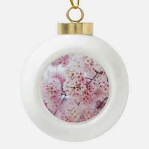 Cherry Blossoms Ceramic Ball Christmas Ornament