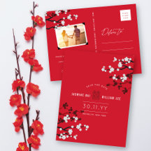 Cherry Blossoms Chic Chinese Wedding Save The Date
