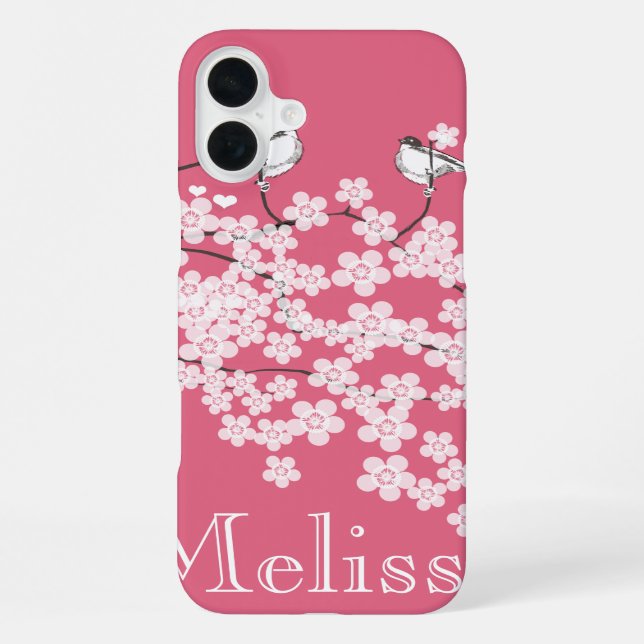 Cherry Blossoms Chickadee  iPhone Case (Back)