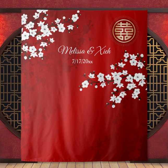 Cherry Blossoms Chinese Wedding  Backdrop Tapestry (Creator Uploaded)