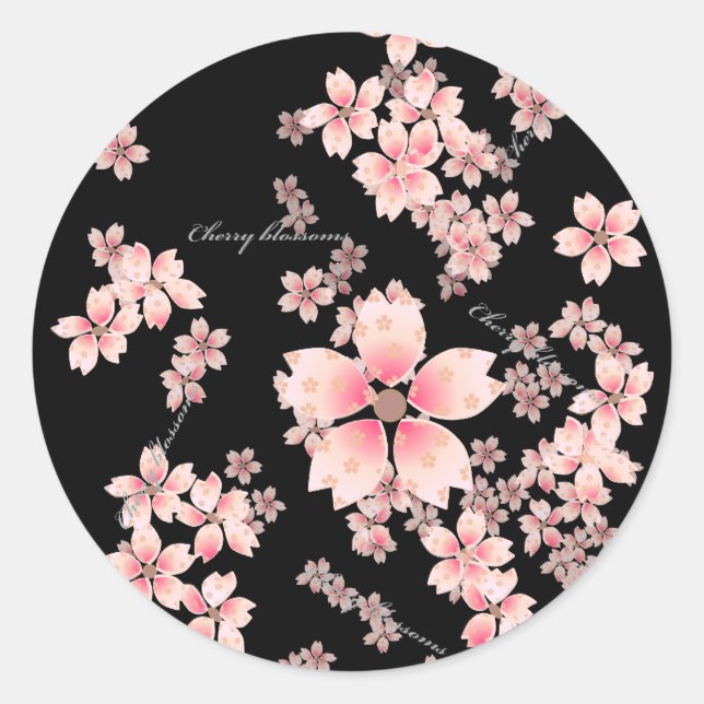 Cherry-blossoms Classic Round Sticker (Front)