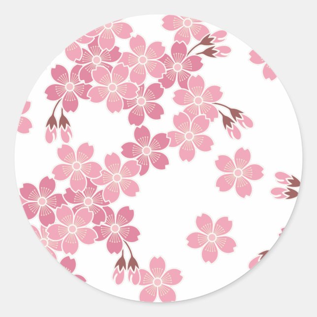 cherry blossoms classic round sticker (Front)