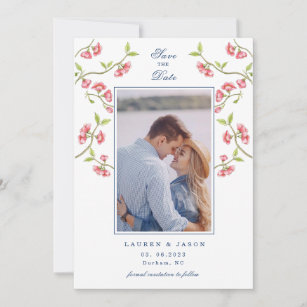 Cherry Blossoms Couples Photo Save the Date  Invitation