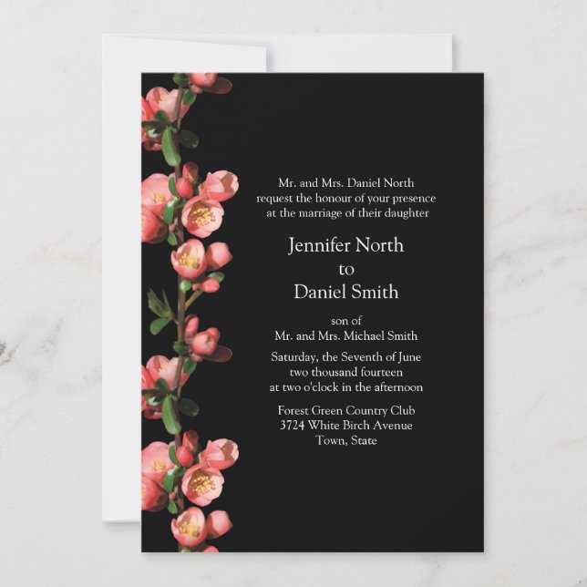 Cherry Blossoms Custom Wedding Invitations (Front)