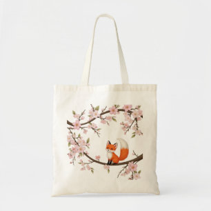 Cherry Blossoms & Cute Fox – Artistic Budget Tote Bag