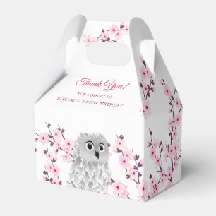 Cherry Blossoms Cute Owl Custom Kids Birthday Favour Box