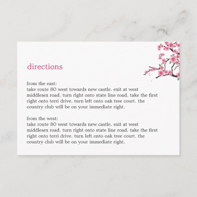 Cherry Blossoms Directions Card (Front)
