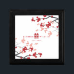 Cherry Blossoms & Double Happiness Chinese Wedding Gift Box<br><div class="desc">White / Red Cherry Blossoms / Sakura Spring Flowers And Simple Double Happiness Chinese Wedding Keepsake Gift Box. Oriental red and white cherry blossoms or sakura flowers with double happiness symbol. An elegant and romantic asian themed wedding design which is modern and classy. Cherry blossoms bloom in spring and symbolises...</div>