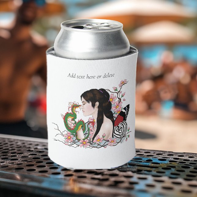 Cherry Blossoms Dragon Serenity Asian Fairy  Can Cooler (Creator Uploaded)