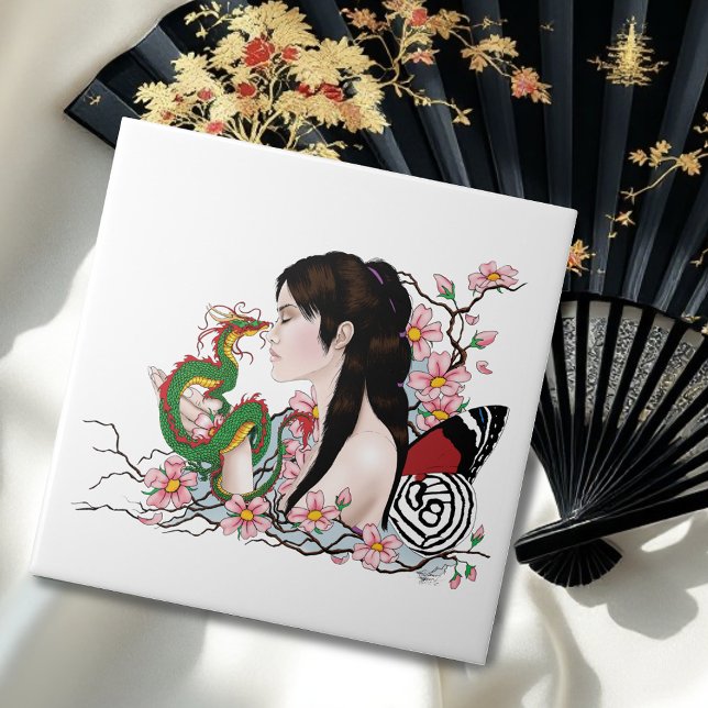Cherry Blossoms Fairy Dragon Friendship  Tile (Creator Uploaded)