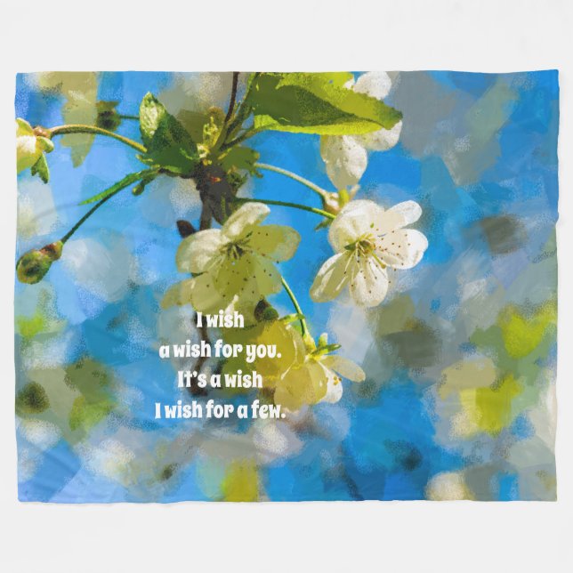 Cherry Blossoms Fleece Blanket (Front (Horizontal))